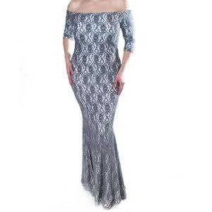 Ducci Lace Burgundy Bodycon Maxi Dress Gown M